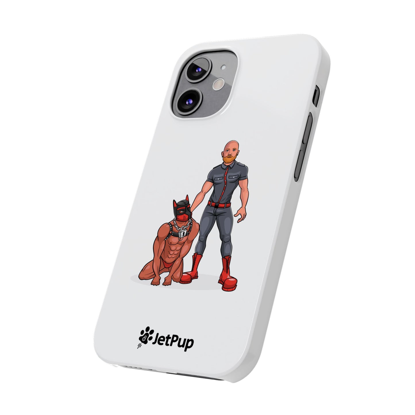Dad & Pup Slim iPhone Cases - White