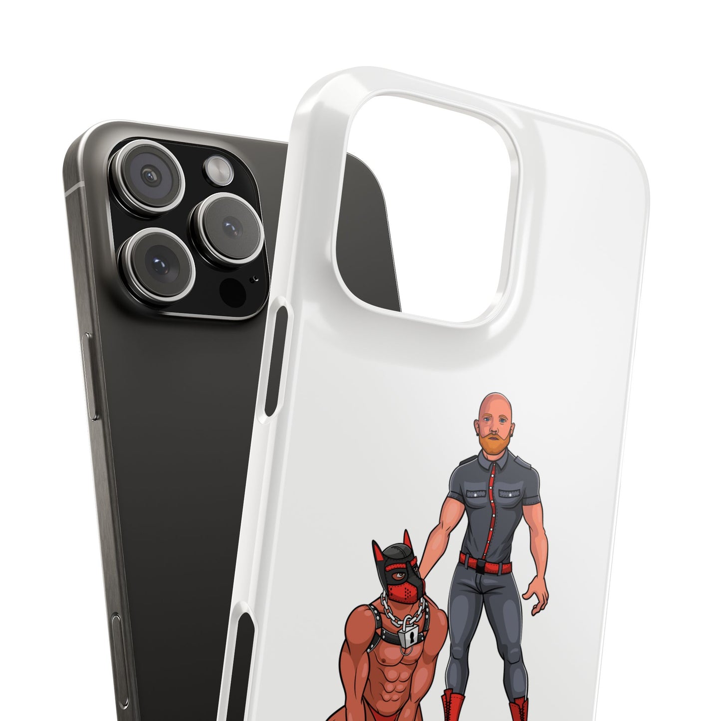 Dad & Pup Slim iPhone Cases - White