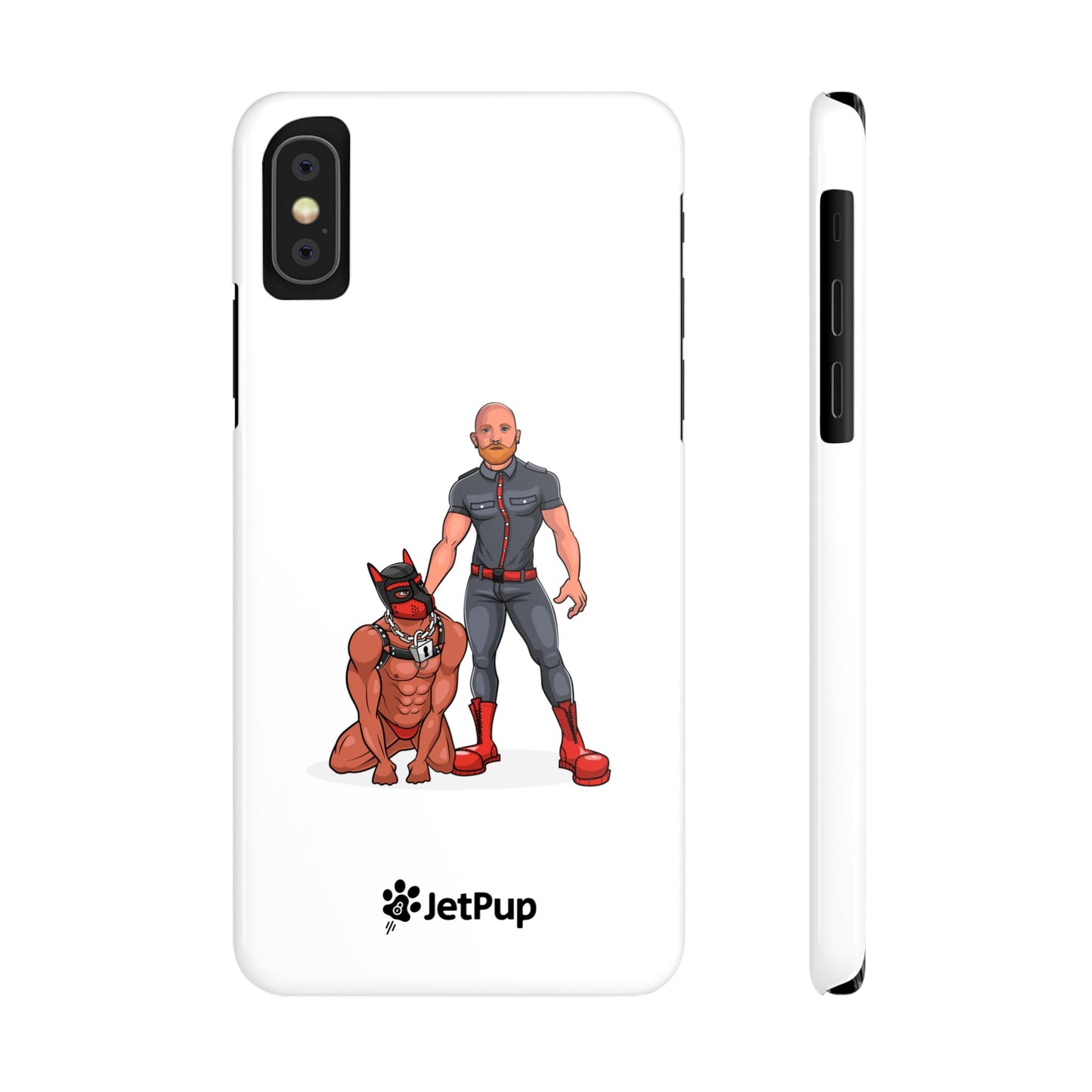 Dad & Pup Slim iPhone Cases - White