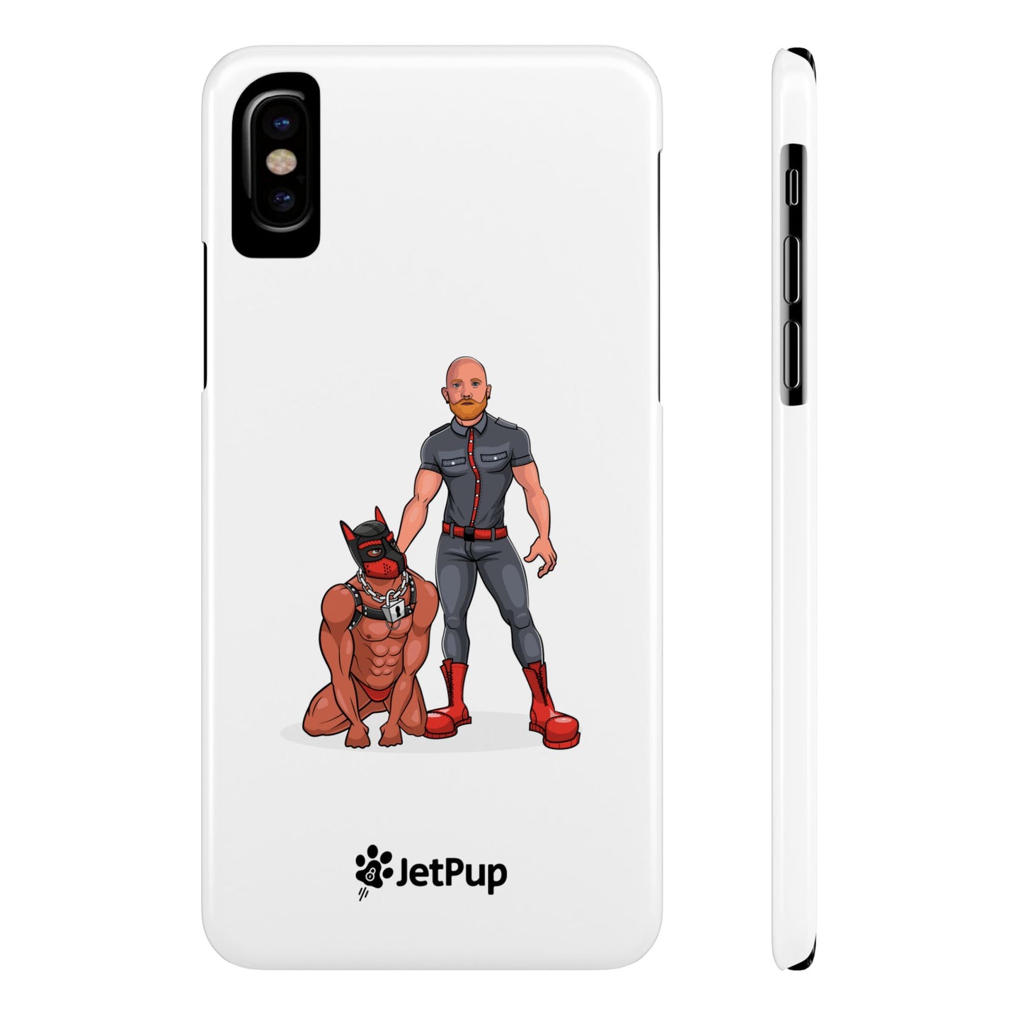 Dad & Pup Slim iPhone Cases - White