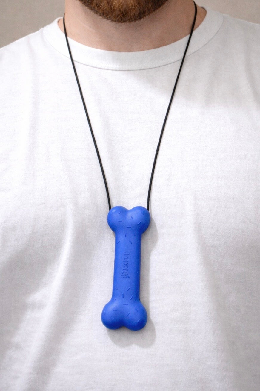 Mini Chew Toy Bone with Lanyard - Red