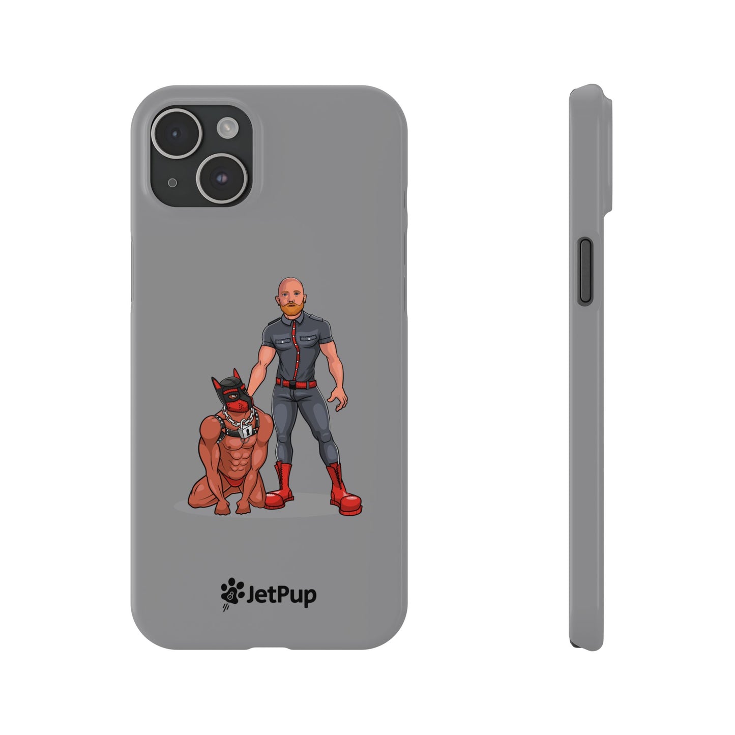 Dad & Pup Slim iPhone Cases - Grey