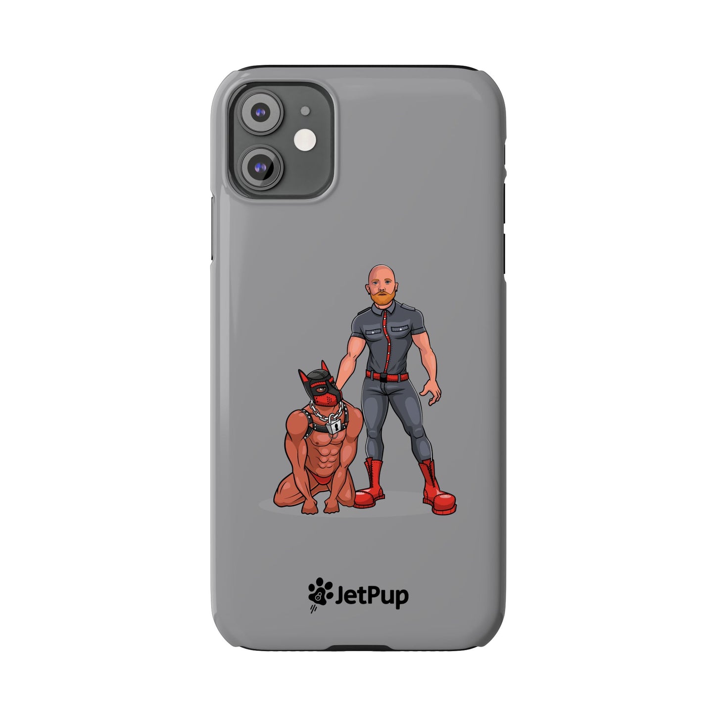 Dad & Pup Slim iPhone Cases - Grey