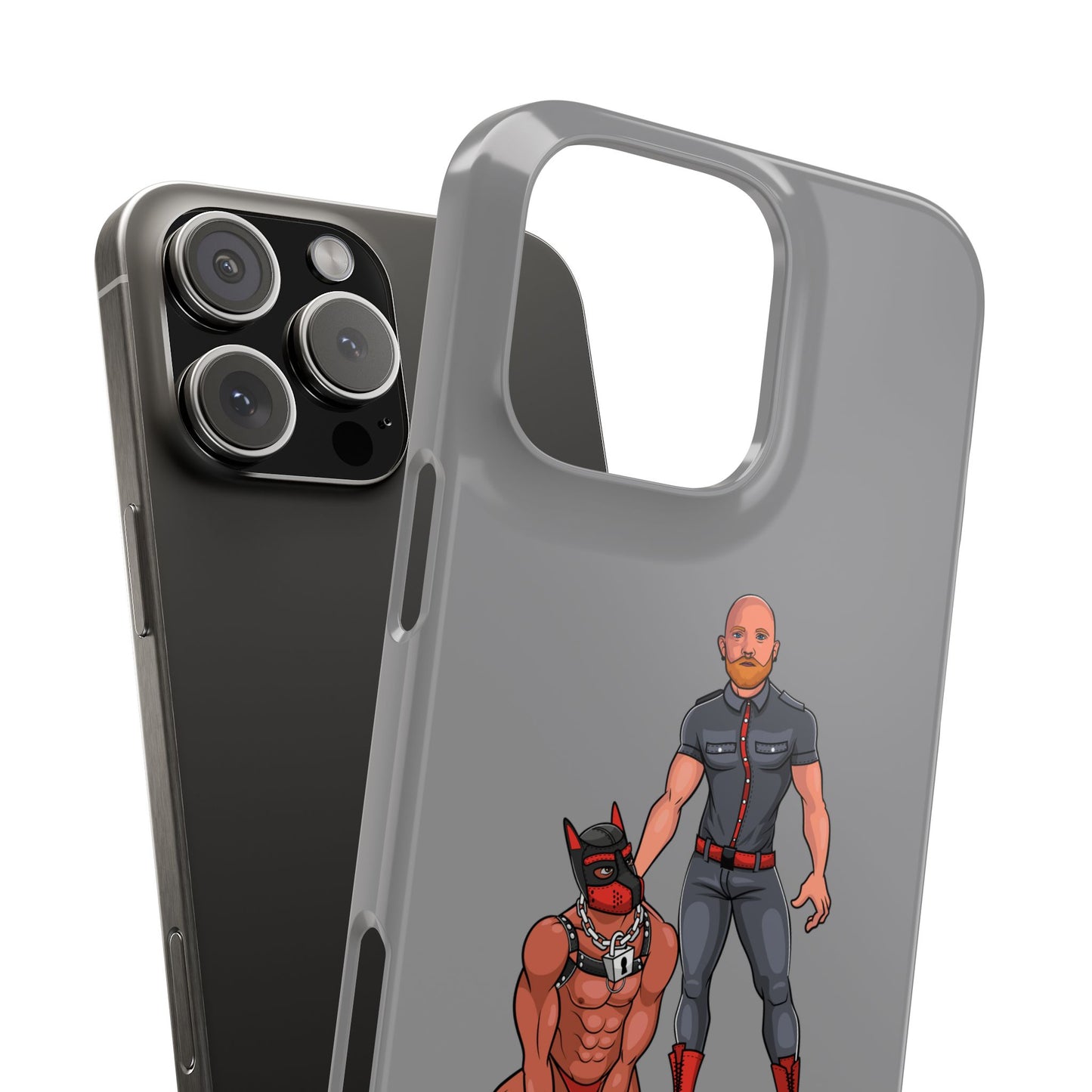 Dad & Pup Slim iPhone Cases - Grey