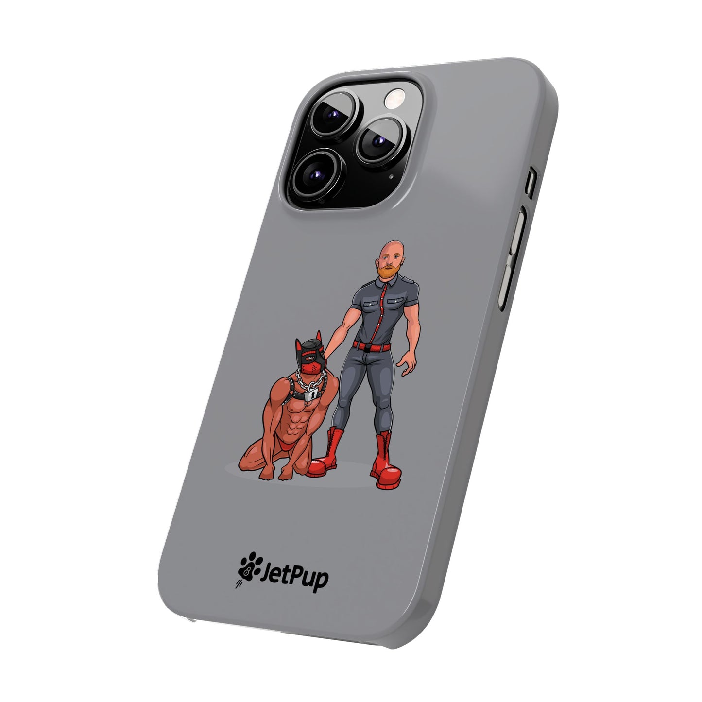 Dad & Pup Slim iPhone Cases - Grey