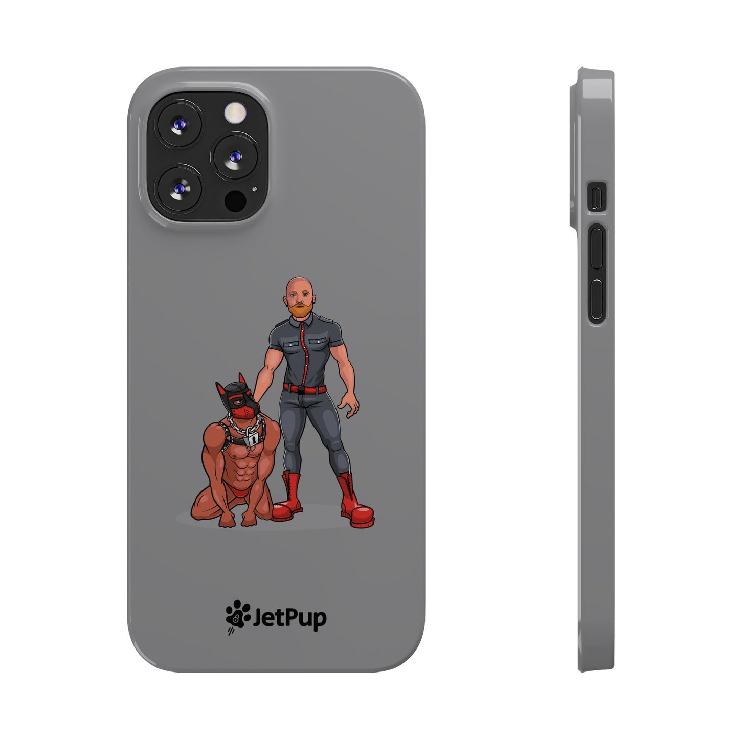 Dad & Pup Slim iPhone Cases - Grey