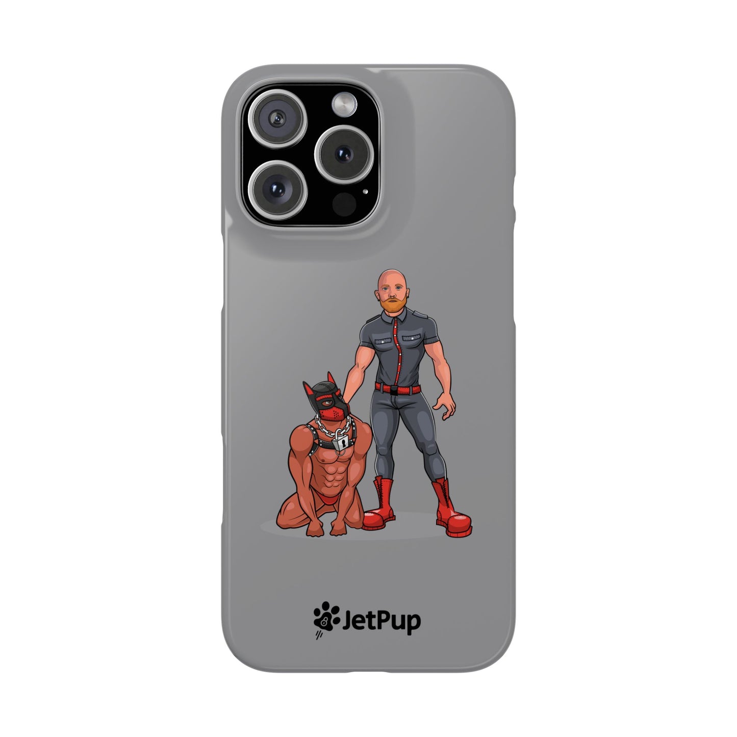 Dad & Pup Slim iPhone Cases - Grey