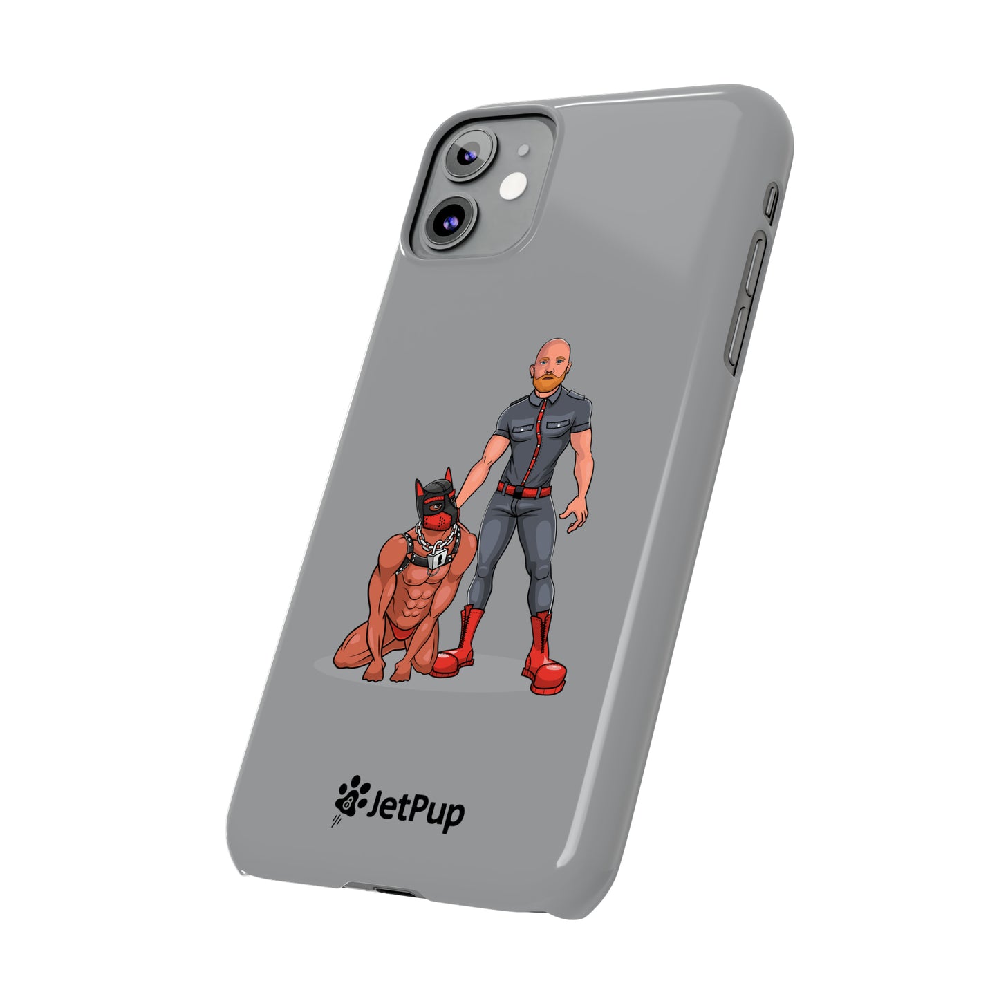 Dad & Pup Slim iPhone Cases - Grey