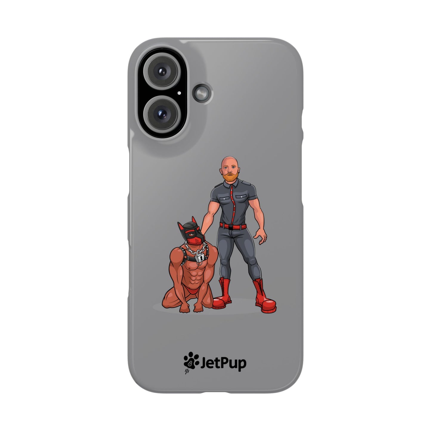 Dad & Pup Slim iPhone Cases - Grey