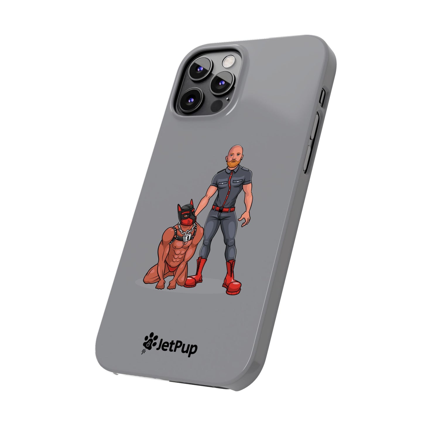 Dad & Pup Slim iPhone Cases - Grey