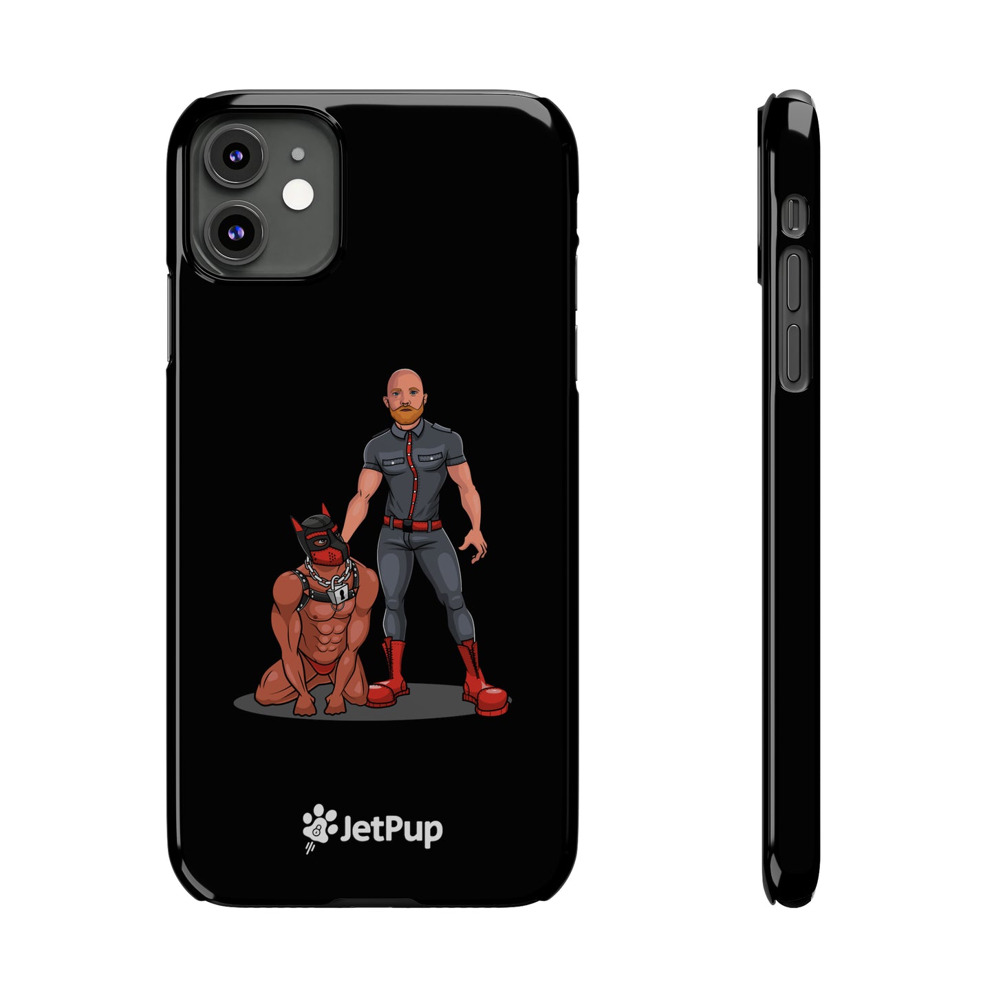 Dad & Pup Slim iPhone Cases - Black
