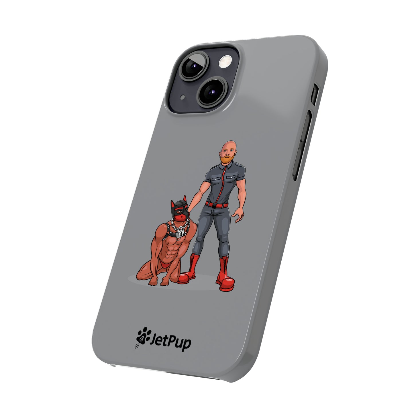 Dad & Pup Slim iPhone Cases - Grey