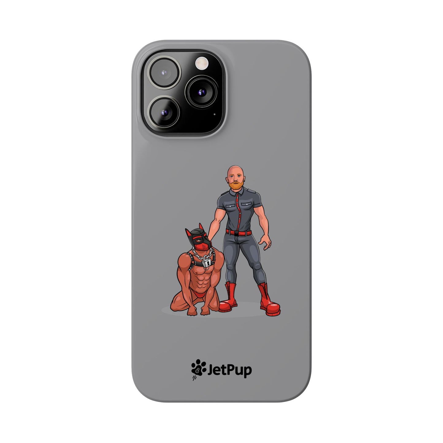 Dad & Pup Slim iPhone Cases - Grey