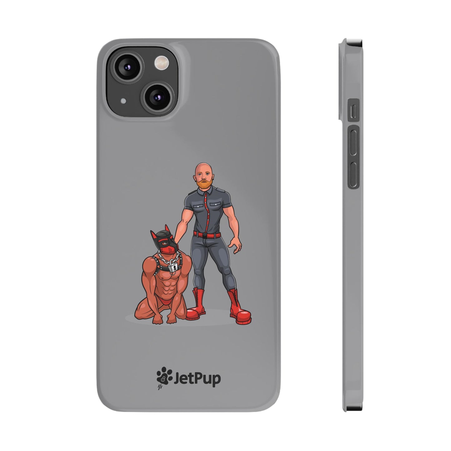 Dad & Pup Slim iPhone Cases - Grey