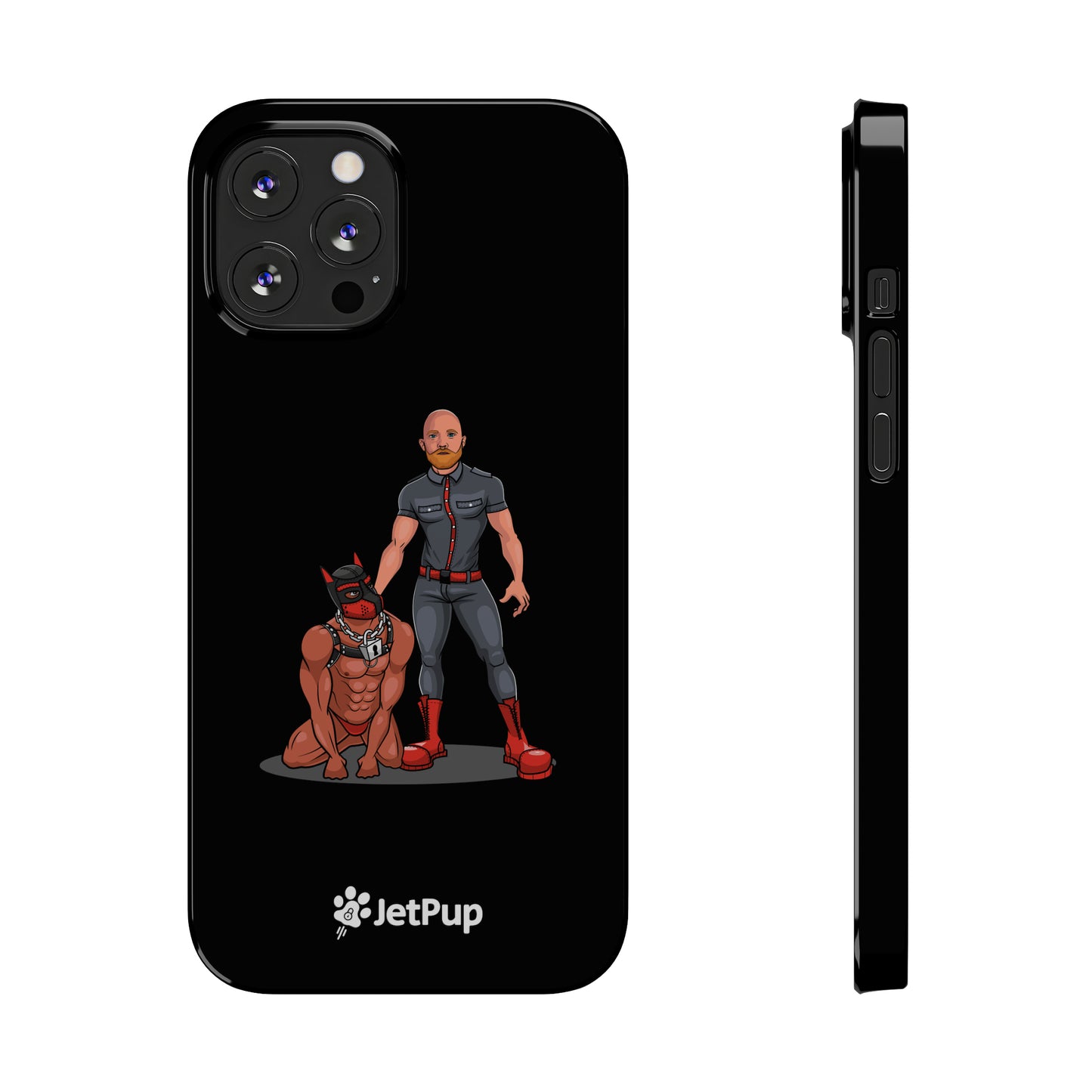 Dad & Pup Slim iPhone Cases - Black