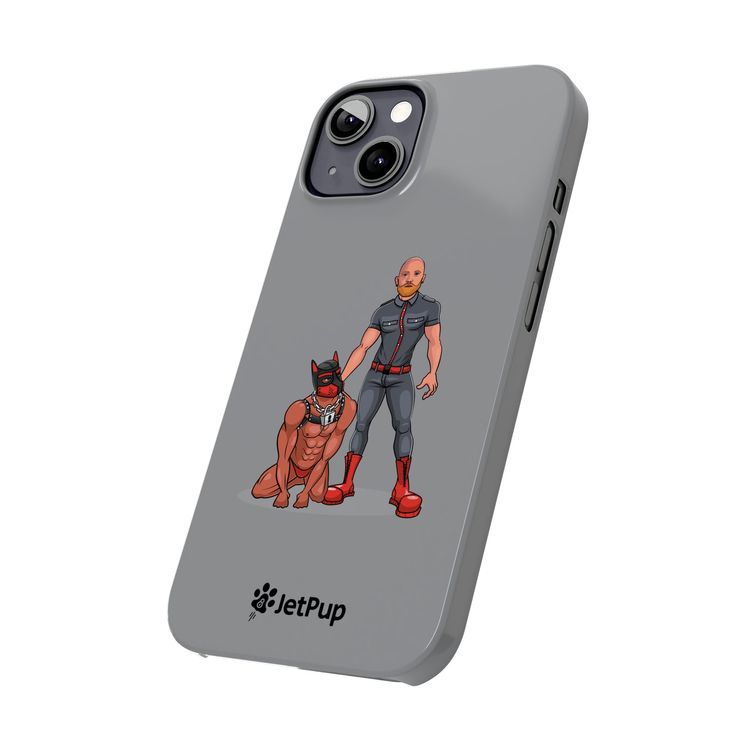 Dad & Pup Slim iPhone Cases - Grey