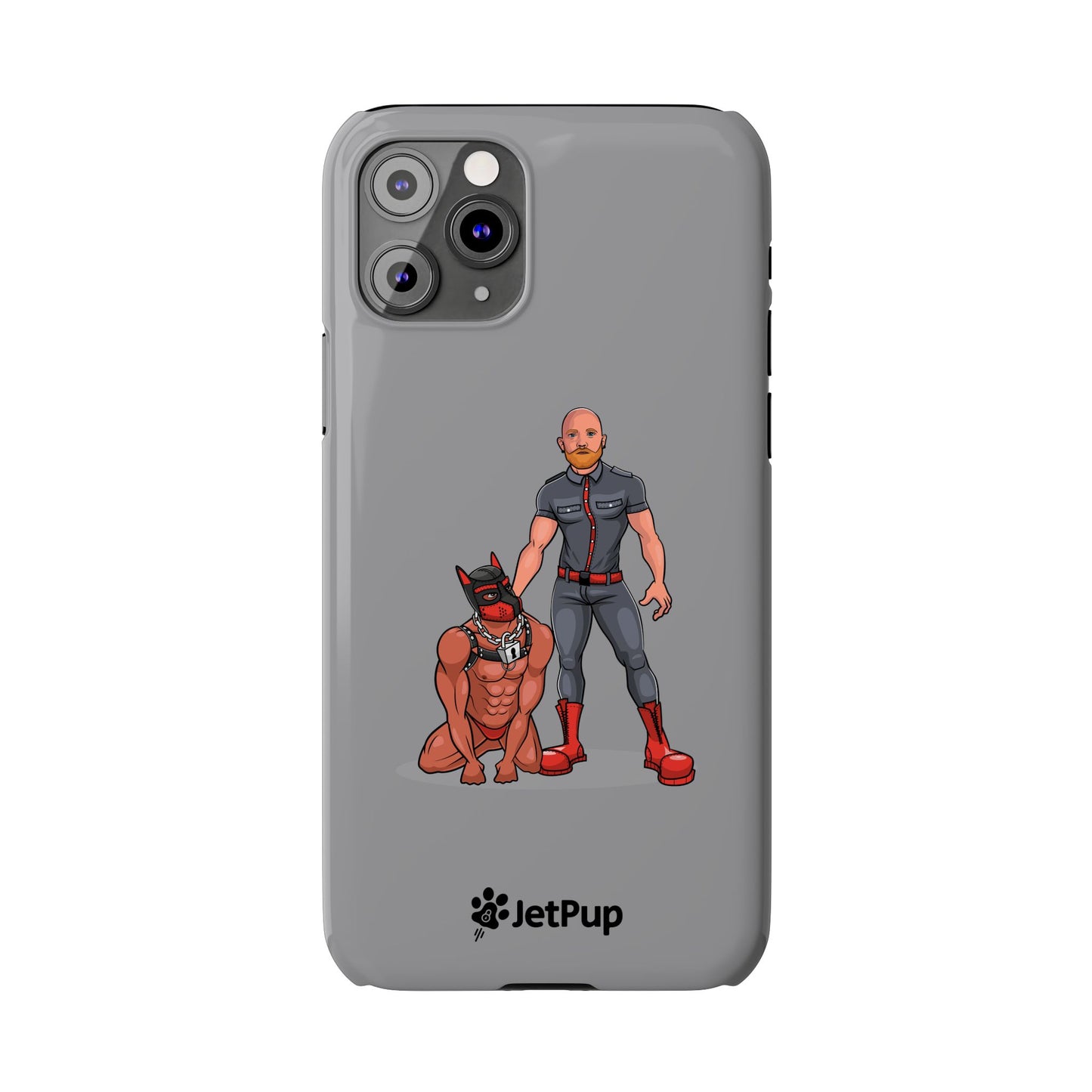 Dad & Pup Slim iPhone Cases - Grey