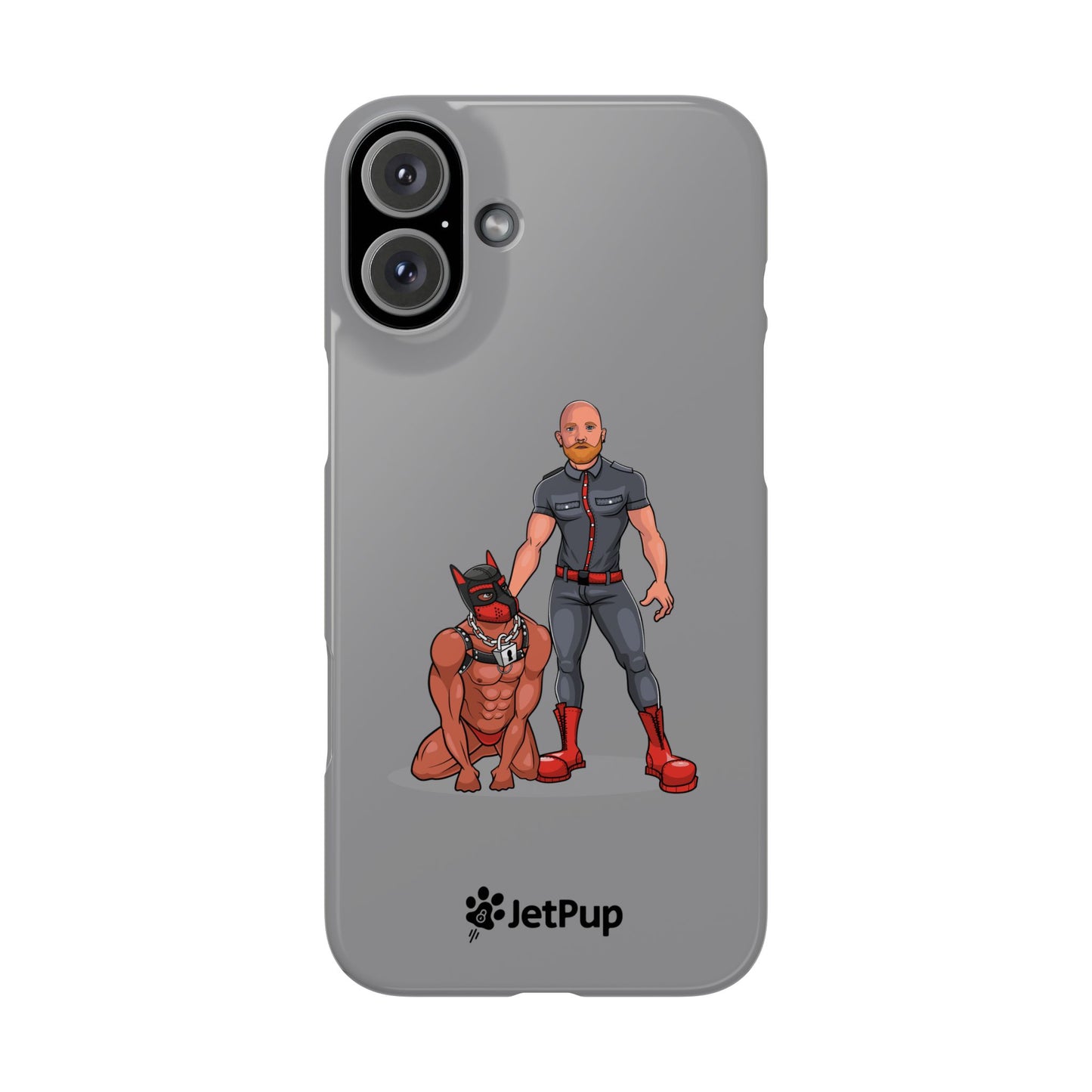 Dad & Pup Slim iPhone Cases - Grey