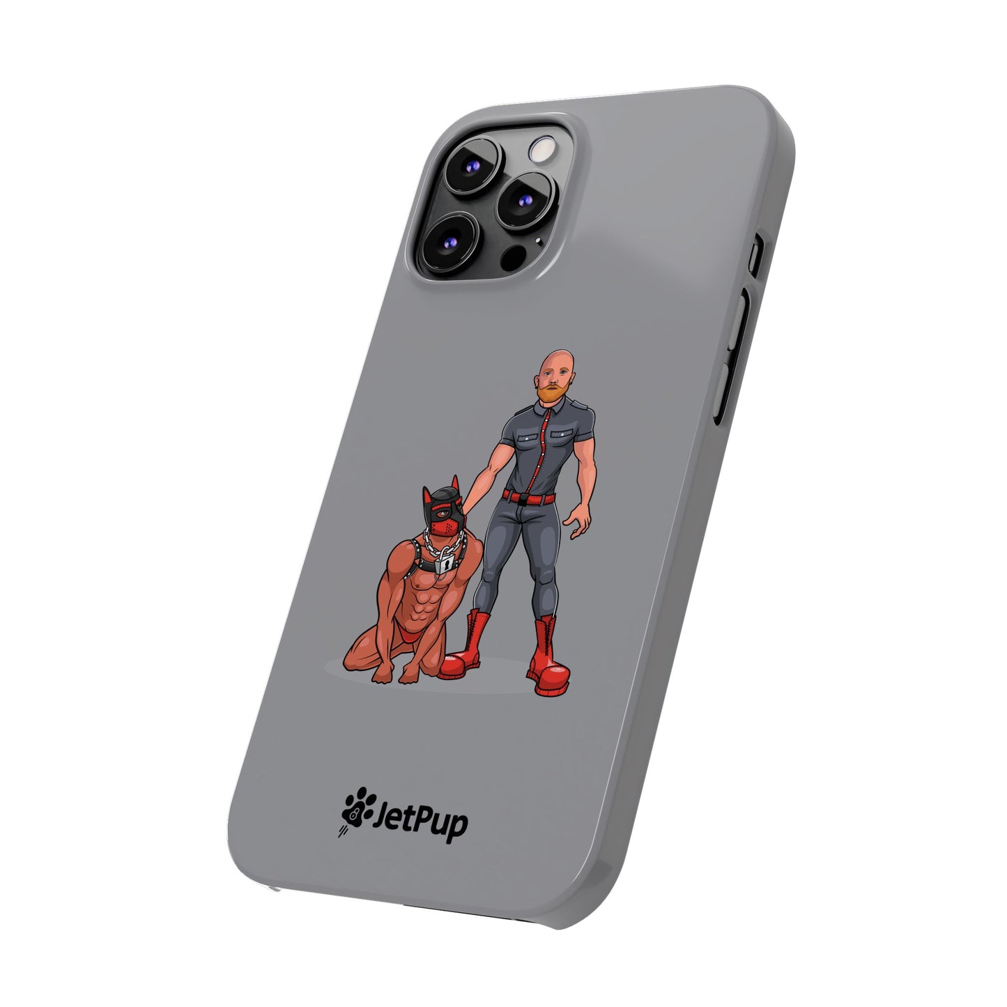 Dad & Pup Slim iPhone Cases - Grey