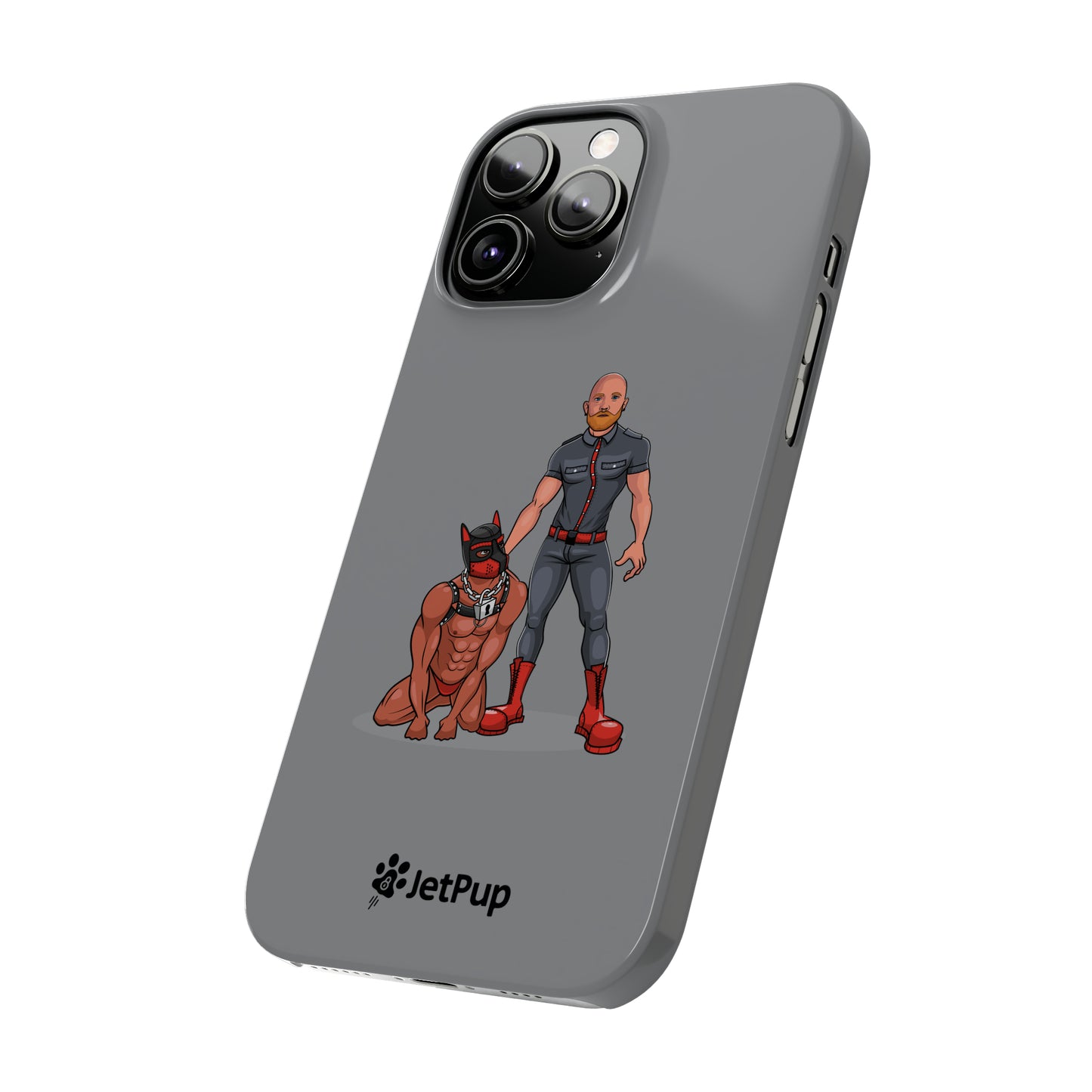 Dad & Pup Slim iPhone Cases - Grey