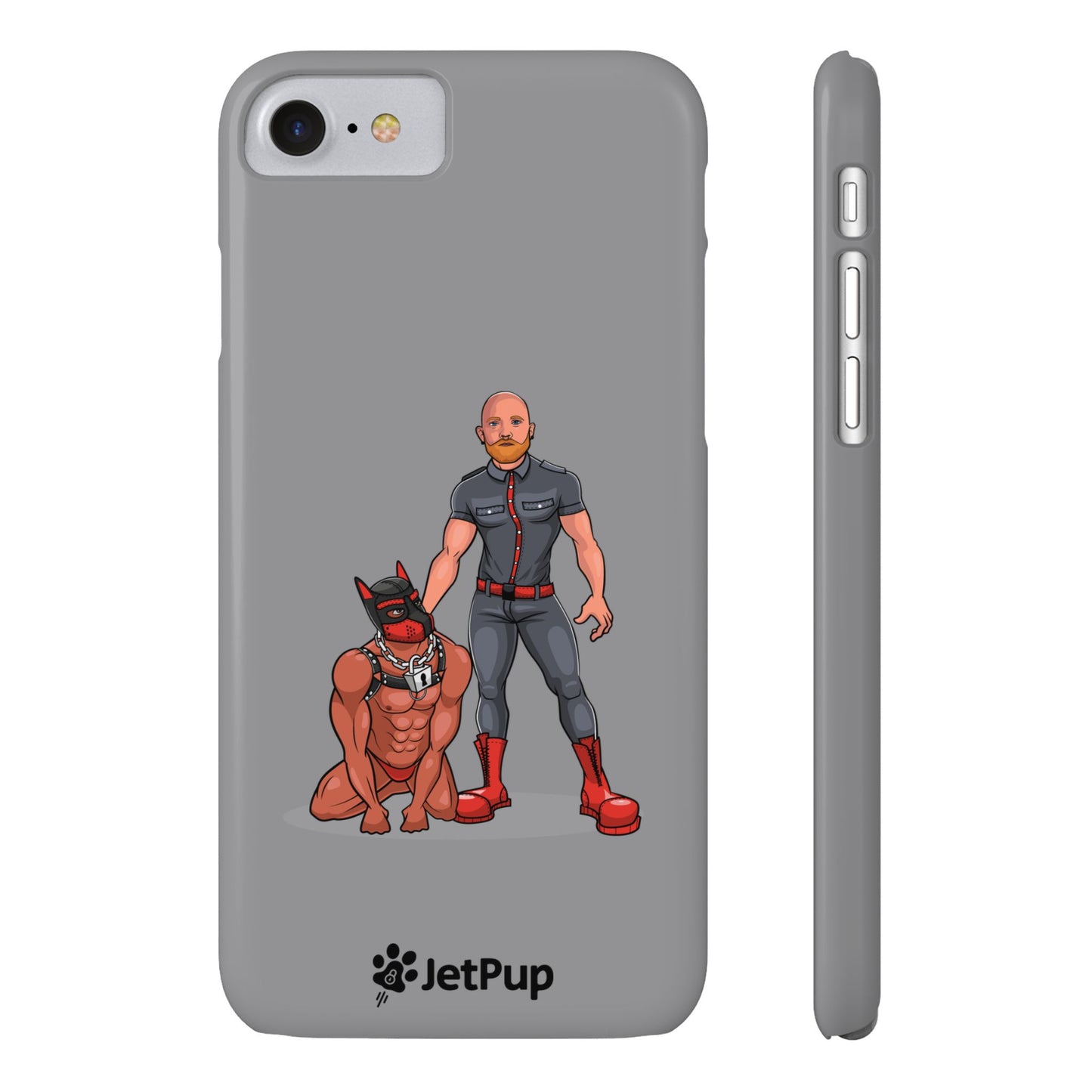 Dad & Pup Slim iPhone Cases - Grey