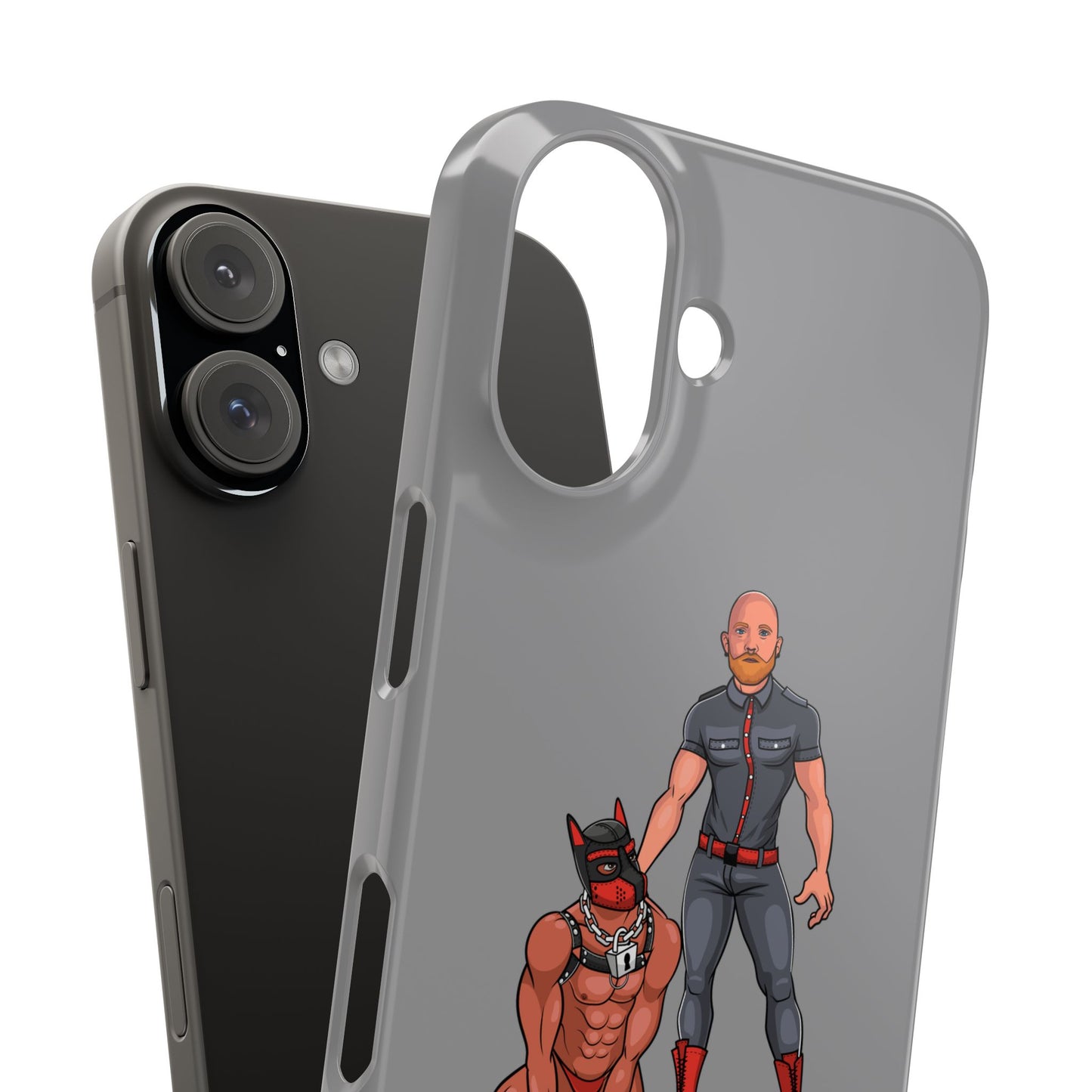 Dad & Pup Slim iPhone Cases - Grey