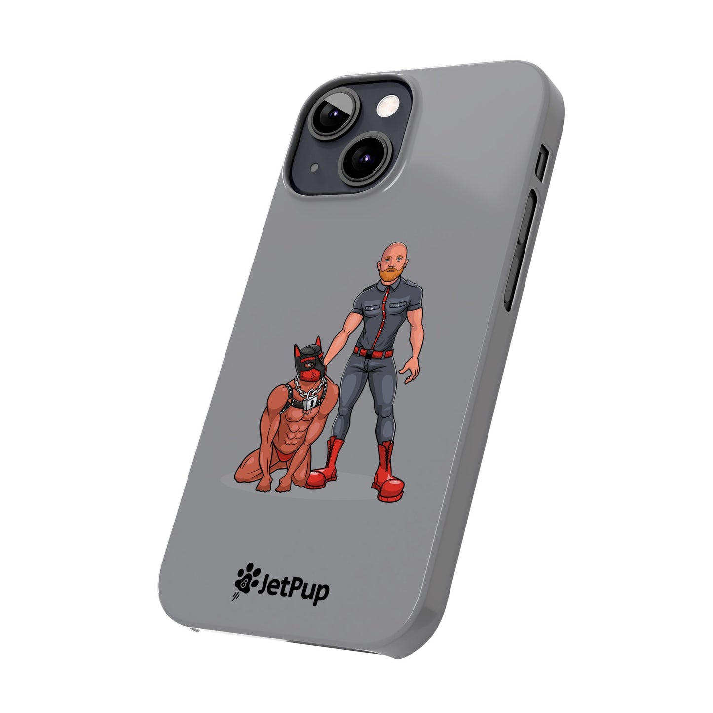 Dad & Pup Slim iPhone Cases - Grey