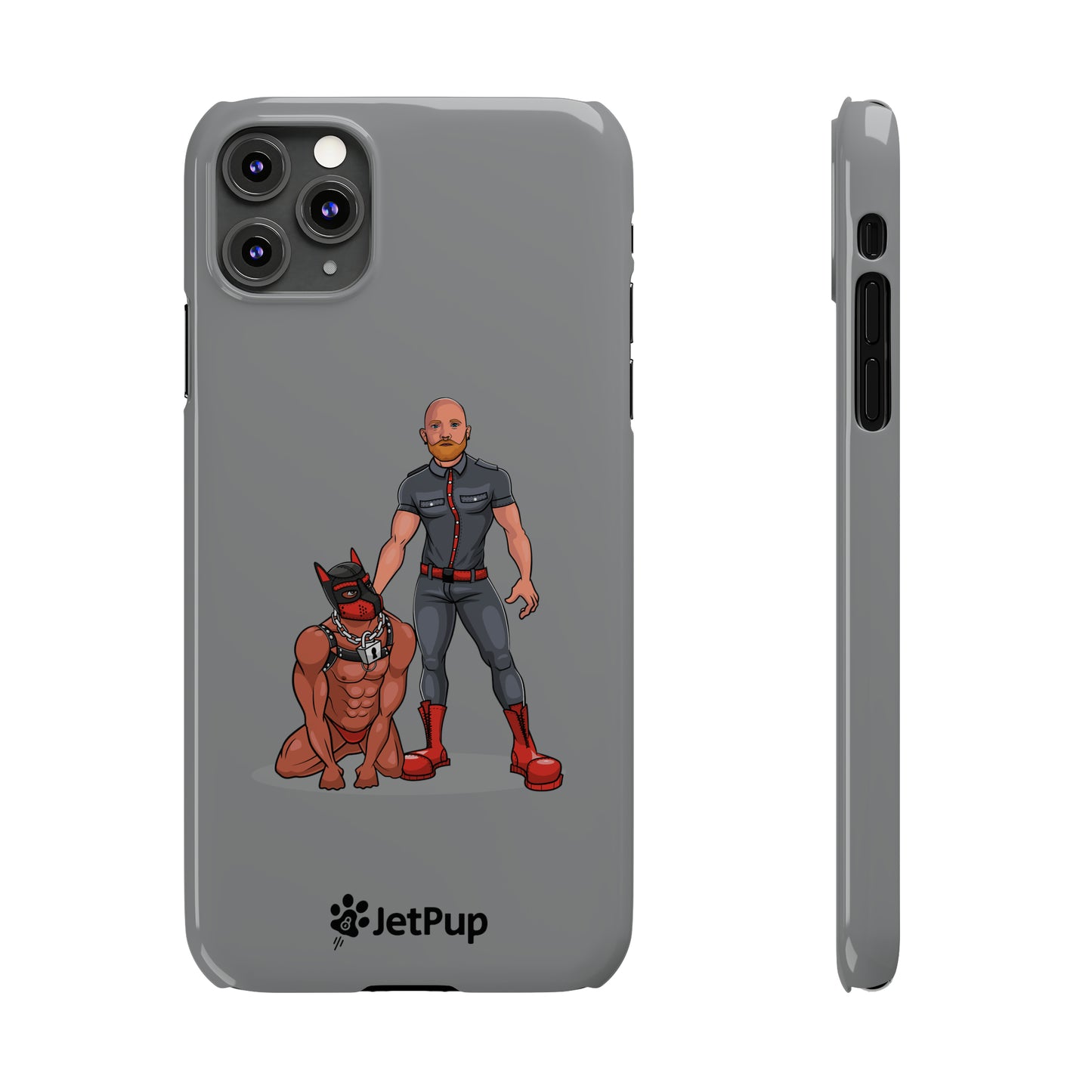 Dad & Pup Slim iPhone Cases - Grey