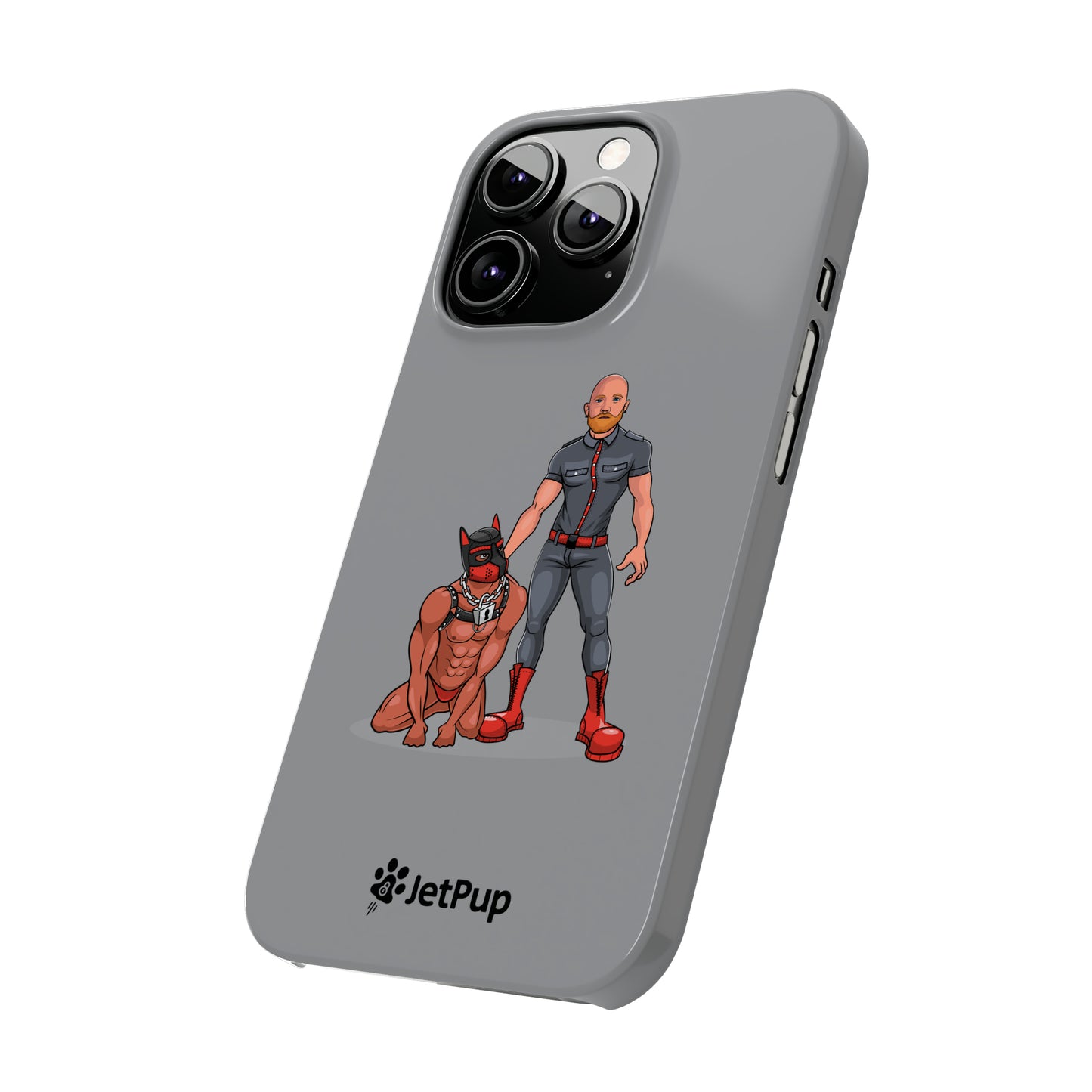 Dad & Pup Slim iPhone Cases - Grey