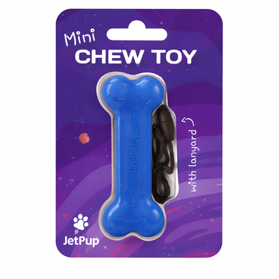 Mini Chew Toy Bone with Lanyard - Blue