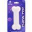 White silicone chew toy bone for human pups featuring purple space theme with JetPup logo and food grade silicone tag.
