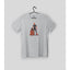 Light heather gray t-shirt on a hanger with a human pup and handler
