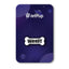 A white enamel pin with 'WOOF!' text on a bone-shaped backing, displayed on a purple background with the JetPup logo.
